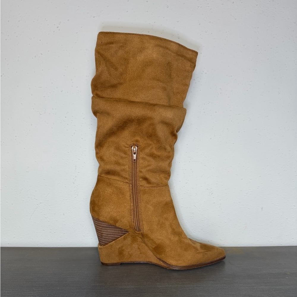 Jessica Simpson Helveta 2 Tan Boots Size 8M US 6UK 38EU Tall Knee High Stretch - Picture 4 of 9